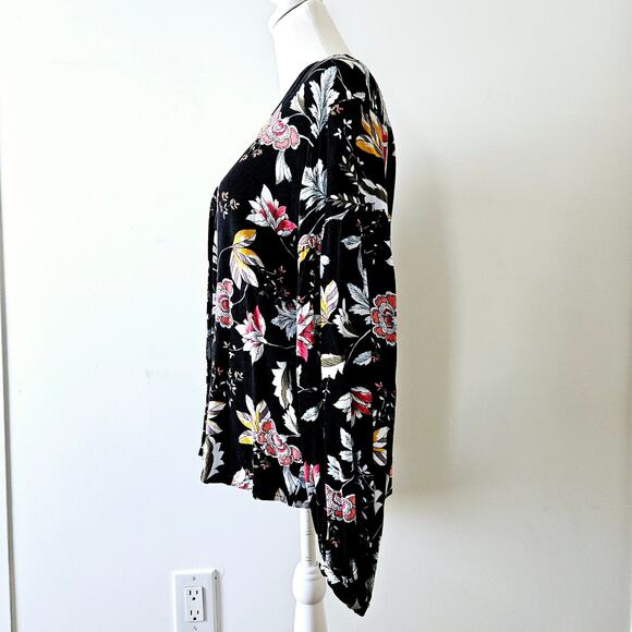 Simply Styled by Sears Size L Black Multi-Colored Long-Sleeved Leaf Floral Desig - Picture 14 of 16